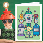 Hobby Robots AI Blank Card Karte<br><div class="desc">Die Roboter sind hier! Förderung einer Leidenschaft für die Wissenschaft. Eine unterhaltsame Abbildung von 6 Robotern mit verschiedenen Formen, Farben und Blickwinkeln. Diese Karte ist ein digitales Bild von handbemaltetem Papier. Die Farbtöne sind dunkelschief, minzgrün, rosa blau, hellblau, karton braun, helles gold, Pergament, lila Dick, Rot, blaues Efeu, lila Sagebrush,...</div>