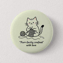 Hobbyist Kitten Knitting Rosy Cheeks Cozy Vibes Button