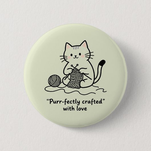 Hobbyschmetterlings-Kätzchen-Strickt-Rosige-Wangen Button (Vorderseite)