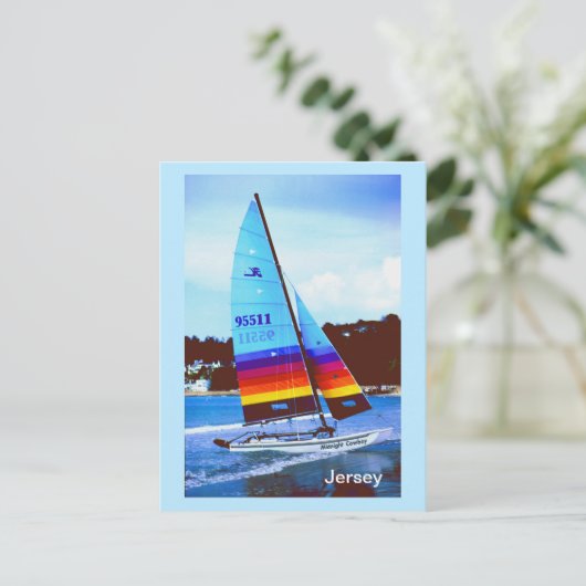 Hobie-Boot in Jersey Postkarte (Stehend Vorderseite)