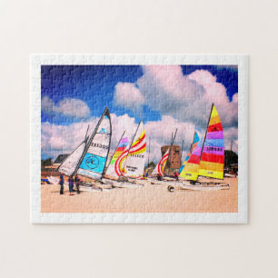 Hobie-Boote am Strand von Jersey Puzzle