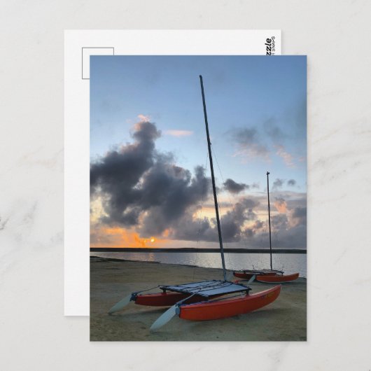 Hobie Cat Catamarans Sailboats Beach Sunset Postkarte (Vorne/Hinten)