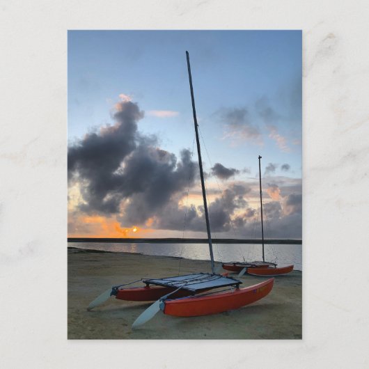 Hobie Cat Catamarans Sailboats Beach Sunset Postkarte (Vorderseite)