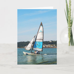 Hobie-Katze, die wegsegelt Feiertagskarte
