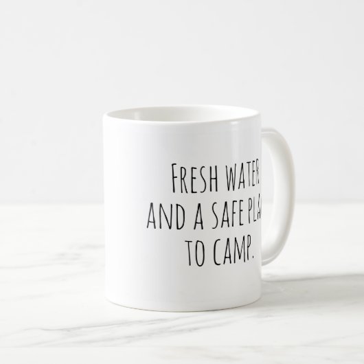 Hobo signiert "Frisches Wasser und ein sicherer Or Kaffeetasse (VorderseiteRechts)