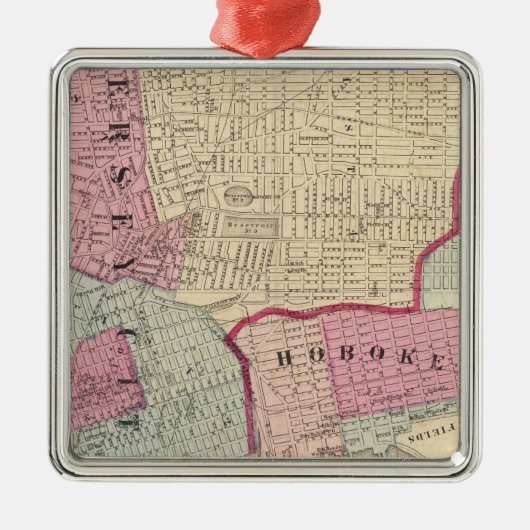 Hoboken, Jersey City Ornament Aus Metall (Vorne)