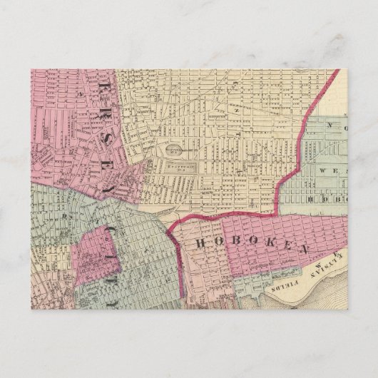 Hoboken, Jersey City Postkarte (Vorderseite)