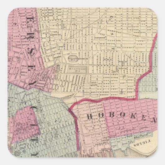 Hoboken, Jersey City Quadratischer Aufkleber (Vorderseite)