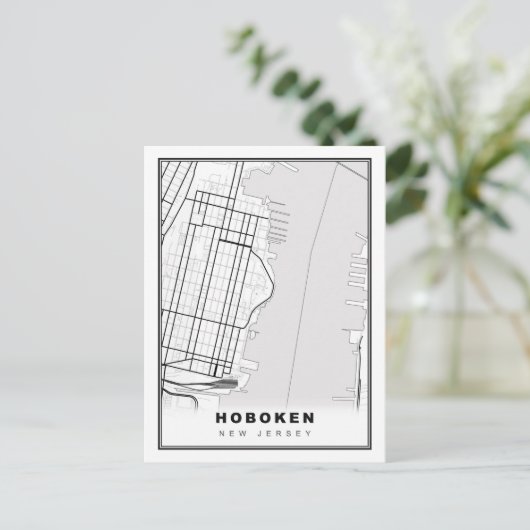 Hoboken Map Postkarte (Stehend Vorderseite)