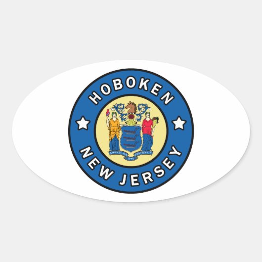 Hoboken New Jersey Ovaler Aufkleber (Vorderseite)