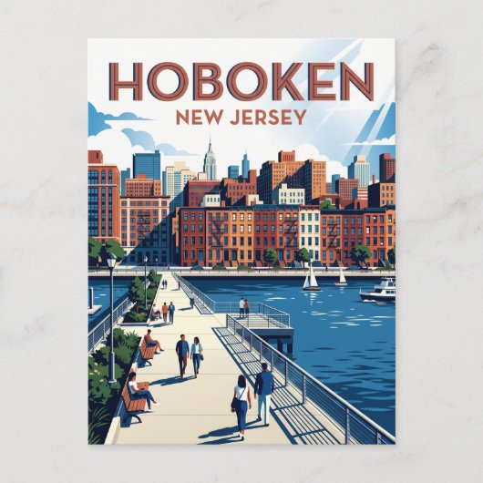 Hoboken New Jersey Postkarte (Vorderseite)