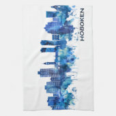 Hoboken New Jersey Skyline Blue Geschirrtuch (Vertikal)