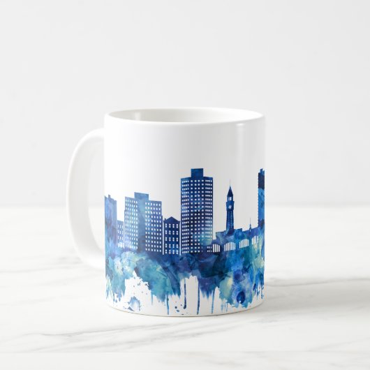 Hoboken New Jersey Skyline Blue Kaffeetasse (Vorderseite Links)