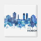 Hoboken New Jersey Skyline Blue Magnet (Vorne)