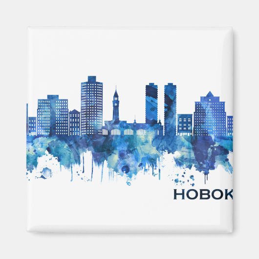 Hoboken New Jersey Skyline Blue Magnet (Vorne)
