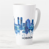 Hoboken New Jersey Skyline Blue Milchtasse (Rechte Ecke)