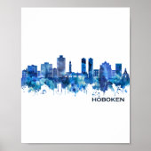 Hoboken New Jersey Skyline Blue Poster (Vorne)