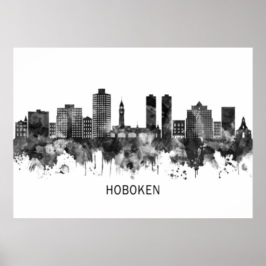 Hoboken New Jersey Skyline BW Poster (Vorne)