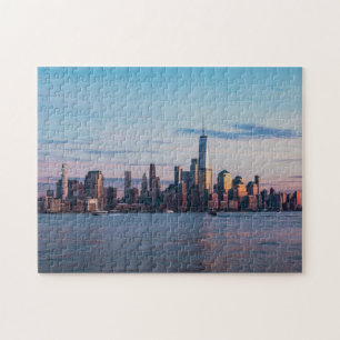 Hoboken, New Jersey Skyline während des Sonnenunt Puzzle