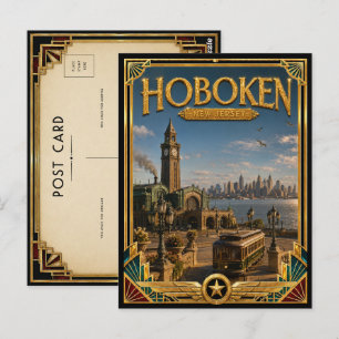 Hoboken New Jersey Vintage Art Deco Golden Age Postkarte