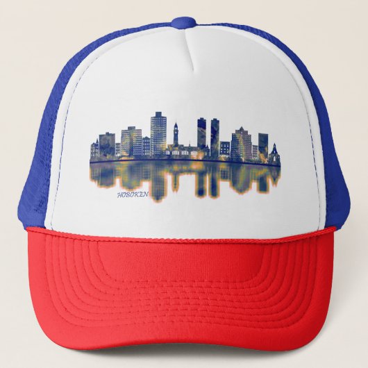 Hoboken Skyline Truckerkappe (Vorderseite)