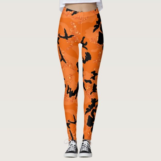 HOC Orange Glitzer Halloween Edition Camouflage Leggings (Vorderseite)