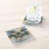 Hoch aufragende, Abstrakte Fantasy Fraktal Art mit Glasuntersetzer (Schrägansicht)