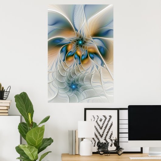 Hoch aufragende, Abstrakte Fantasy Fraktal Art mit Poster (Heimbüro)