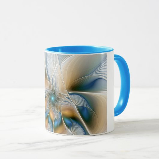 Hoch aufragende, Abstrakte Fantasy Fraktal Art mit Tasse (VorderseiteRechts)