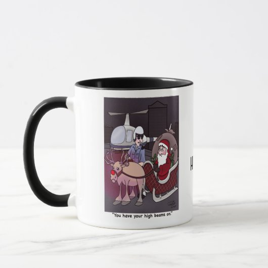 Hoch beams Santa Tasse mit Text (Links)