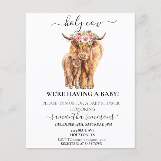 Hoch-Calf-Babyduschbudget für Heilige Kuh (Vorderseite)