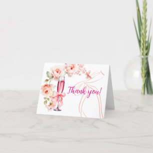 Hoch das Glas Blush Rosen Brause Shower  Dankeskarte