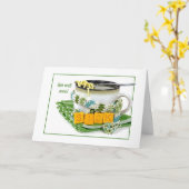 Hoch dir Hühnernoodle-Suppe Karte (Gelbe Blume)