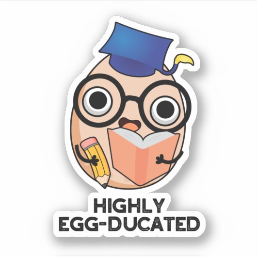 Hoch eiserner Funny Educated Egg Pun Aufkleber (Vorderseite)