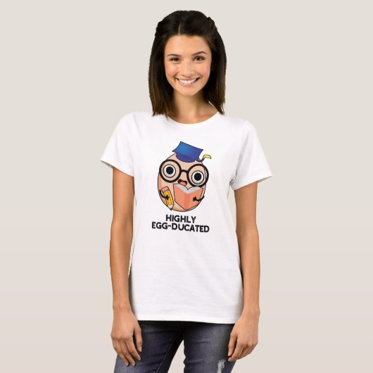 Hoch eiserner Funny Educated Egg Pun T-Shirt (Vorne ganz)