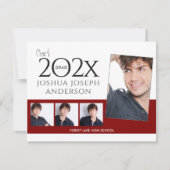 Hoch entwickelte Abschluss Foto Collage Ruby Red Mitteilungskarte (Vorderseite)