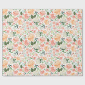 Hoch entwickelte Blush Peach Wassercolor Floral Li Geschenkpapier (Flach)