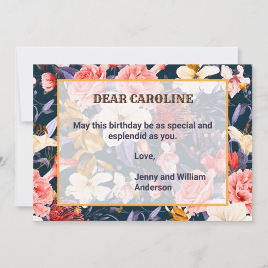 Hoch entwickelte florale Happy Birthday Karte (Rückseite)