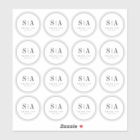 Hoch entwickelte Gastgeschenk Hochzeit für Monogra Aufkleber (Blatt)