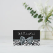 Hoch entwickelte Leopard Print Gray Bow Boutique Visitenkarte (Stehend Vorderseite)