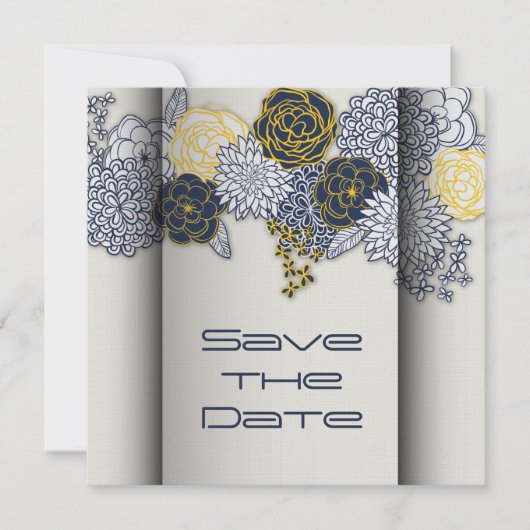 Hoch entwickelte Marine und Gelbe Blüte Save the D Save The Date (Vorderseite)