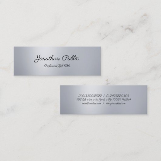 Hoch entwickelte moderne Freehand Script Silver Sc Mini Visitenkarte (Vorne/Hinten)