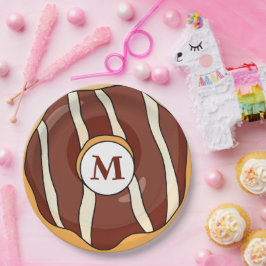 Hoch entwickelte Monogram Chocolate Donut Pappteller