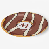 Hoch entwickelte Monogram Chocolate Donut Pappteller (Schrägansicht)