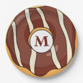 Hoch entwickelte Monogram Chocolate Donut Pappteller (Vorderseite)