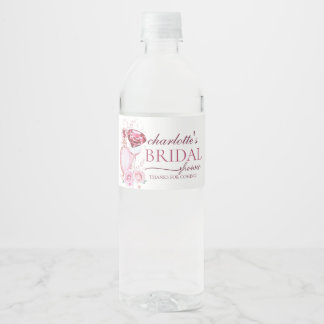 Hoch entwickelte Rubine und Rose Brautparty Wasserflaschenetikett