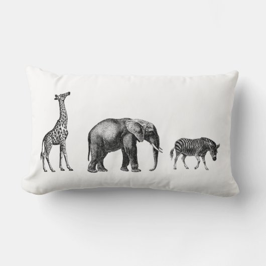 Hoch entwickelte Safari, Giraffe, Elefant, Zebra Lendenkissen (Vorderseite)