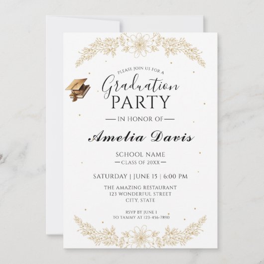 Hoch entwickelte Script-Abschluss-Feier laden ein Einladung (Vorderseite)