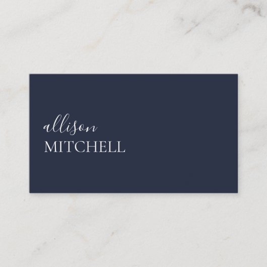 Hoch entwickelte Skripte Minimalistisch Navy Blue Visitenkarte (Vorderseite)