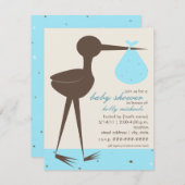 Hoch entwickelte Stork Robin's Ei Blue Baby Dusche Einladung (Vorne/Hinten)
